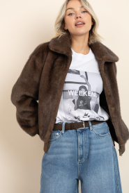 Alter Ego |  Faux mink bomber jacket Linn | brown | Picture 5