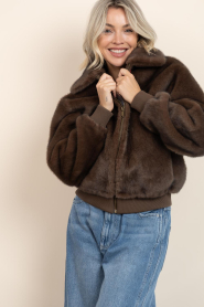 Alter Ego |  Faux mink bomber jacket Linn | brown | Picture 2