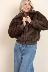 Alter Ego |  Faux mink bomber jacket Linn | brown | Picture 6