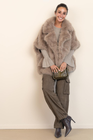 Alter Ego |  Faux fur coat/poncho Elin | taupe | Picture 3