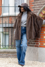 Alter Ego |  Faux mink poncho Elin | brown | Picture 2
