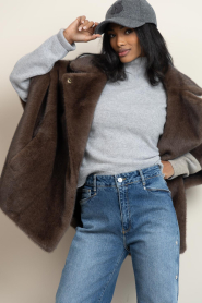 Alter Ego |  Faux mink poncho Elin | brown | Picture 6