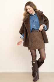 Alter Ego |  Faux mink poncho Elin | brown | Picture 3