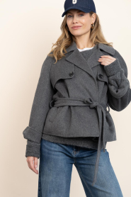 Alter Ego |  Double breasted woolen jacket Vesper | grey | Picture 2