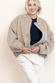 Alter Ego |  Woolen bomber jacket Pearl | beige | Picture 9