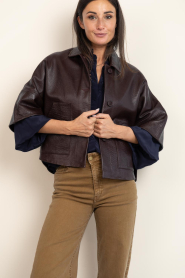 Alter Ego |  Leather jacket/cape Lena | burgundy | Picture 2