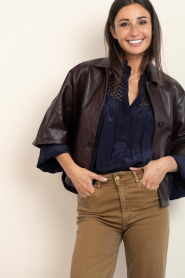 Alter Ego |  Leather jacket/cape Lena | burgundy | Picture 6