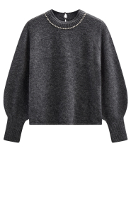 Copenhagen Muse |  Soft sweater with righnestones Ibra | grey | Picture 1
