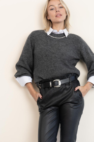 Copenhagen Muse |  Soft sweater with righnestones Ibra | grey | Picture 4