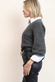 Copenhagen Muse |  Soft sweater with righnestones Ibra | grey | Picture 5