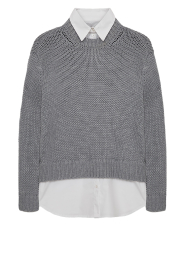 Copenhagen Muse |  Knitted sweater with blouse Yasmin | grey | Picture 1