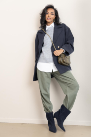 Copenhagen Muse |  Knitted sweater with blouse Yasmin | grey | Picture 3