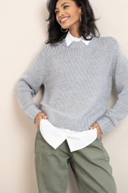 Copenhagen Muse |  Knitted sweater with blouse Yasmin | grey | Picture 5