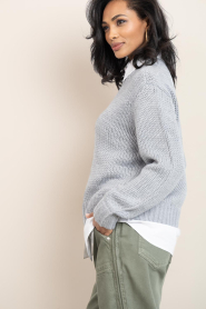 Copenhagen Muse |  Knitted sweater with blouse Yasmin | grey | Picture 6