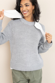 Copenhagen Muse |  Knitted sweater with blouse Yasmin | grey | Picture 8