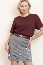 Copenhagen Muse |  Mini skirt with sequins Tailor | grey | Picture 2