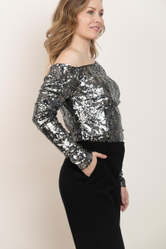 Copenhagen Muse |  One-shoulder top with sequins Sequince | silver | Picture 5