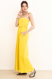 Speezys |  Terry strapless maxi dress Fien | yellow | Picture 5
