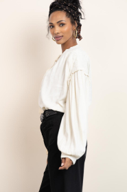 Maison Hotel |  Viscose top with embroidery Vega | natural | Picture 7