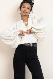 Maison Hotel |  Viscose top with embroidery Vega | natural | Picture 2