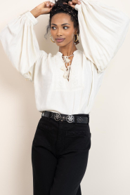 Maison Hotel |  Viscose top with embroidery Vega | natural | Picture 6