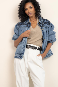 Maison Hotel |  Denim jacket with embroidery Wesley | blue | Picture 2