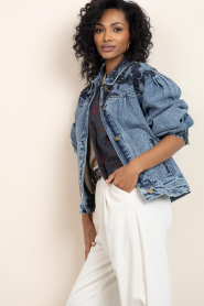 Maison Hotel |  Denim jacket with embroidery Wesley | blue | Picture 7