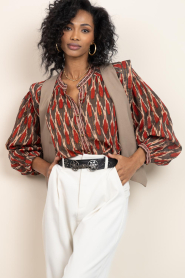 Maison Hotel |  Blouse with lurex Etta | brown | Picture 2