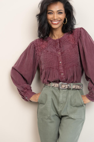 Maison Hotel |  Tencel blouse Carmen | burgundy | Picture 2