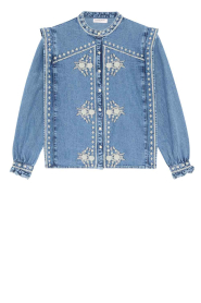 Maison Hotel |  Denim blouse with embroidery Narciso | blue | Picture 1