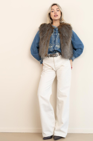 Maison Hotel |  Denim blouse with embroidery Narciso | blue | Picture 3