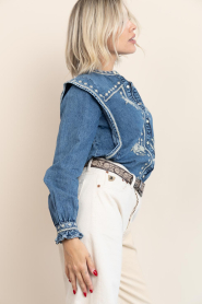 Maison Hotel |  Denim blouse with embroidery Narciso | blue | Picture 7