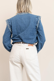 Maison Hotel |  Denim blouse with embroidery Narciso | blue | Picture 8