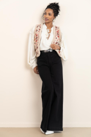 Maison Hotel |  Stretch wide leg jeans Giuletta | black | Picture 2