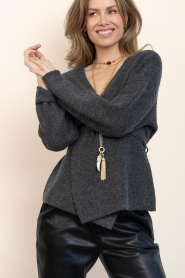 CC Heart |  Cardigan with belt Emma | grey | Picture 4