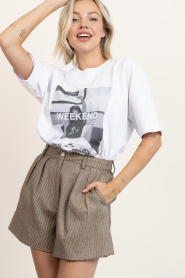 Elite Paris |  Boxy T-shirt with print Weekend | white | Picture 6
