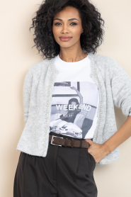 Elite Paris |  Boxy T-shirt with print Weekend | white | Picture 2