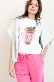 Elite Paris |  T-shirt with print Brown | white | Picture 2
