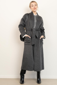 ba&sh |  Woolen coat with belt Kay | grey | Picture 2