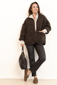 Posa | Loafer met teddy voering Boat | Bruin | Afbeelding 4