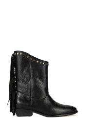 Posa |  Leather boots with fringes Fringe | black | Picture 1