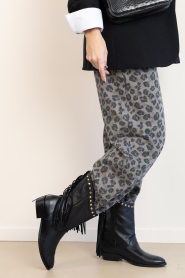 Posa |  Leather boots with fringes Fringe | black | Picture 5