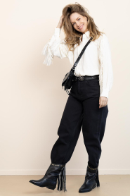 Posa |  Leather boots with fringes Fringe | black | Picture 4