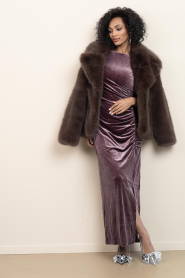 Lollys Laundry |  Stretch velvet maxi dress Luton | burgundy | Picture 2