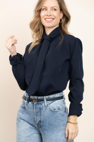 Est'Seven |  Blouse with tie Emely | blue | Picture 5