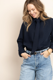 Est'Seven |  Blouse with tie Emely | blue | Picture 6
