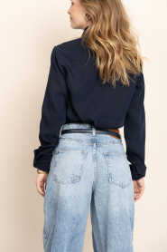 Est'Seven |  Blouse with tie Emely | blue | Picture 8