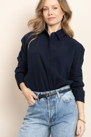 Est'Seven |  Blouse with tie Emely | blue | Picture 9