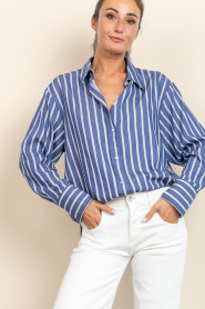 Est'Seven |  Striped blouse Menn | blue | Picture 2