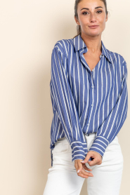 Est'Seven |  Striped blouse Menn | blue | Picture 4